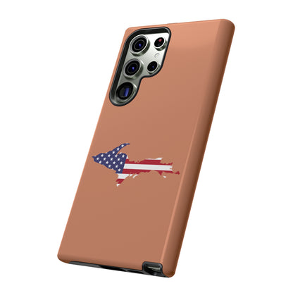 Michigan Upper Peninsula Tough Phone Case (Copper Color w/ UP USA Flag Outline) | Samsung & Pixel Android