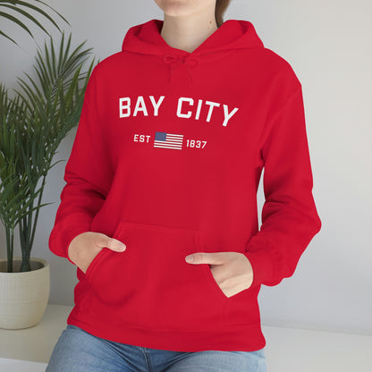 'Bay City EST 1837' Hoodie (w/USA Flag Outline) | Unisex Standard