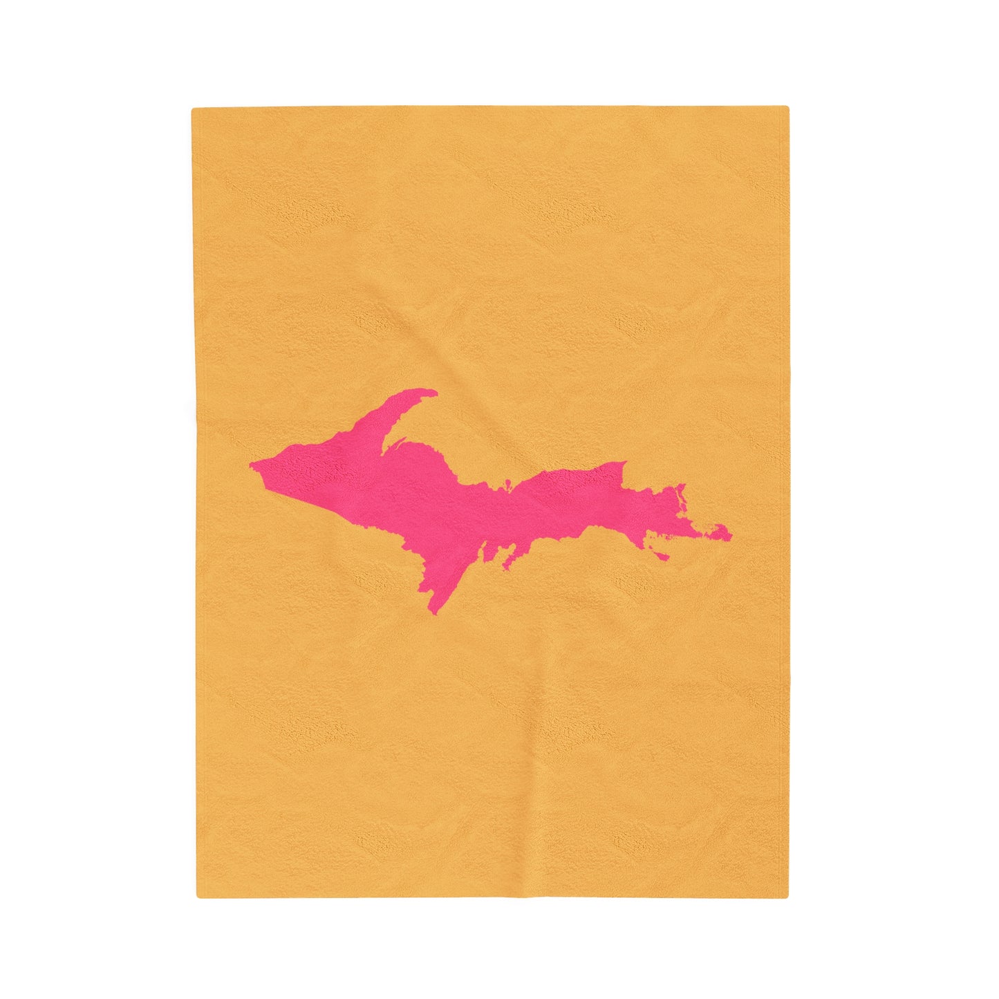 Michigan Upper Peninsula Plush Blanket (w/ Pink UP Outline) | Citrine