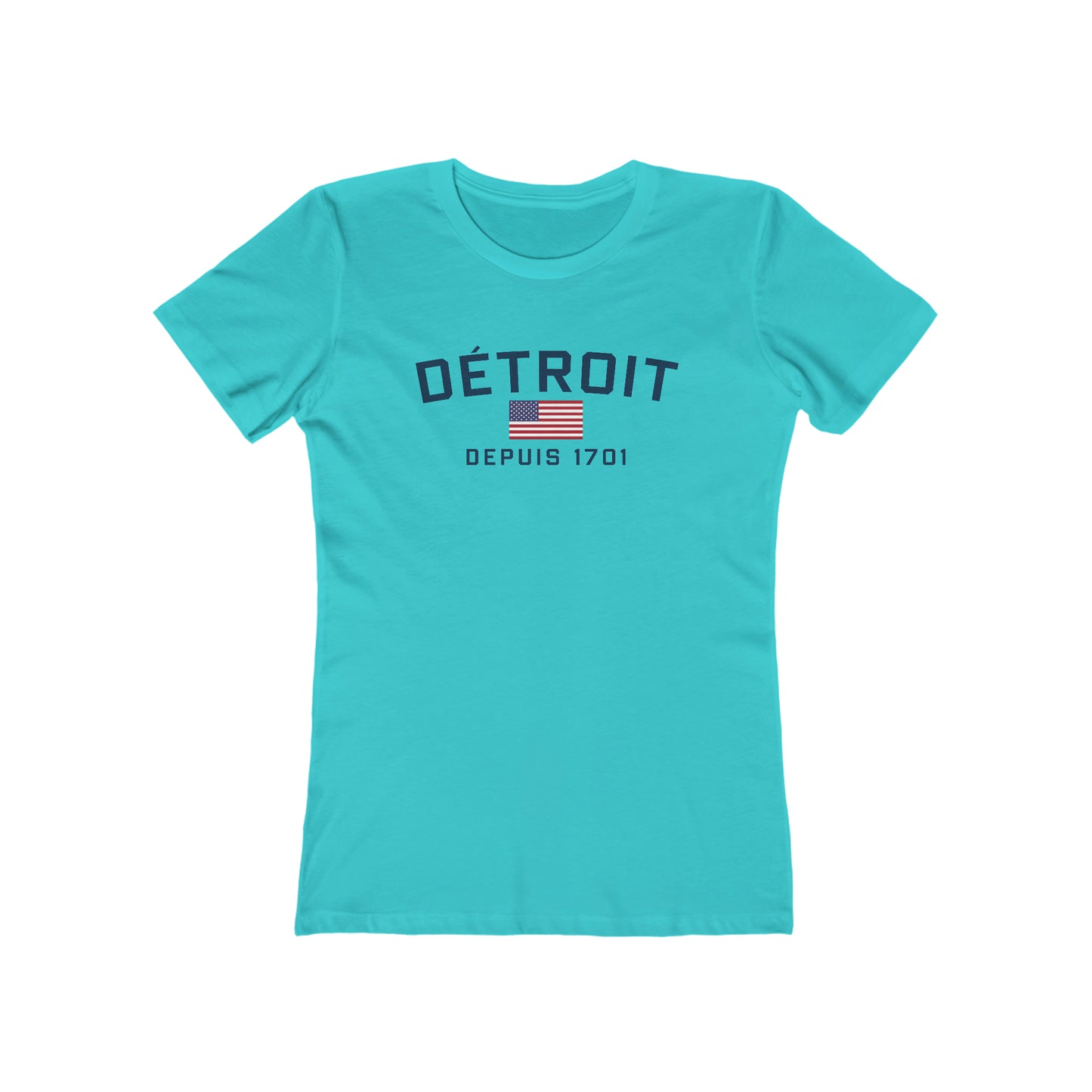 'Détroit Depuis 1701' T-Shirt (w/USA Flag Outline) | Women's Boyfriend Cut