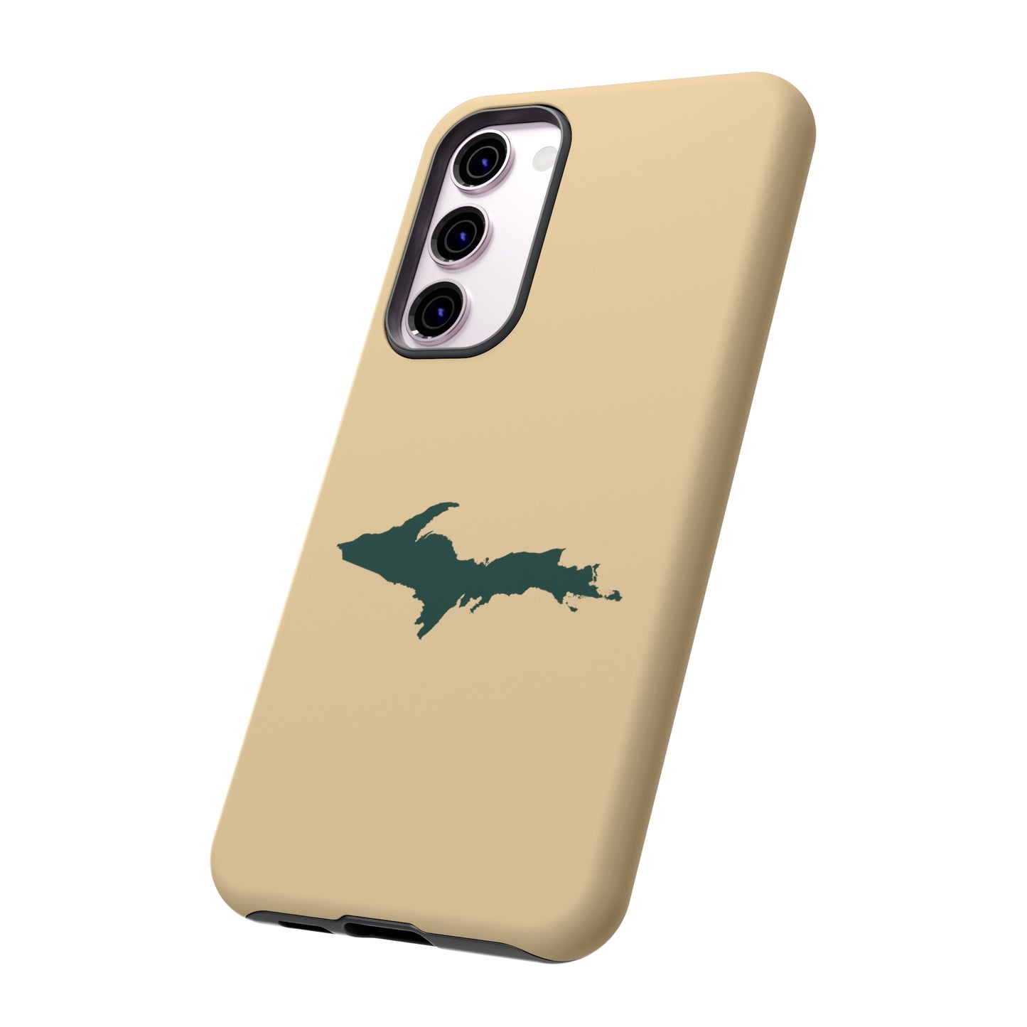 Michigan Upper Peninsula Tough Phone Case (Maple Color w/ Green UP Outline) | Samsung & Pixel Android