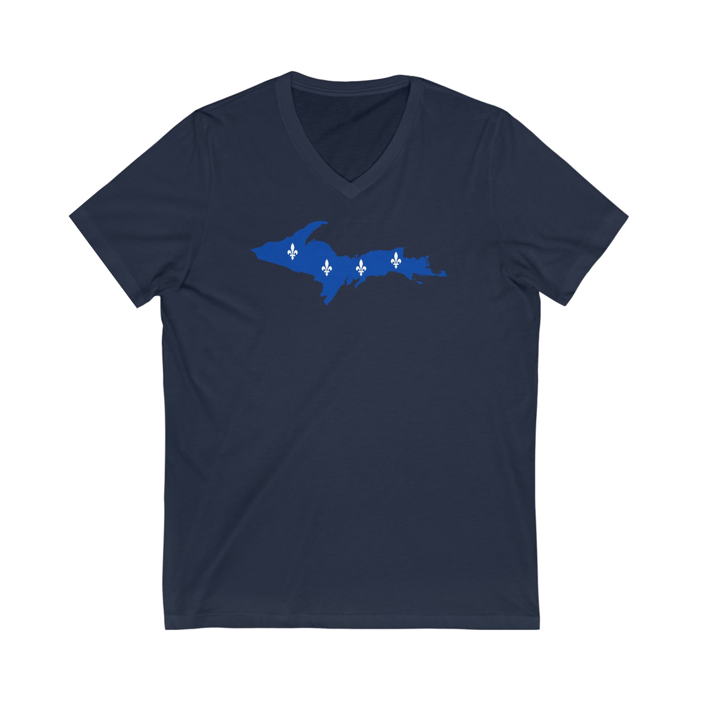 Michigan Upper Peninsula T-Shirt (w/ UP Quebec Flag Outline) | Unisex V-Neck