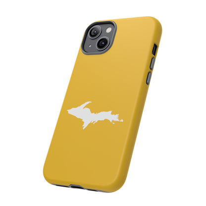 Michigan Upper Peninsula Tough Phone Case (Gold Color w/ UP Outline) | Apple iPhone