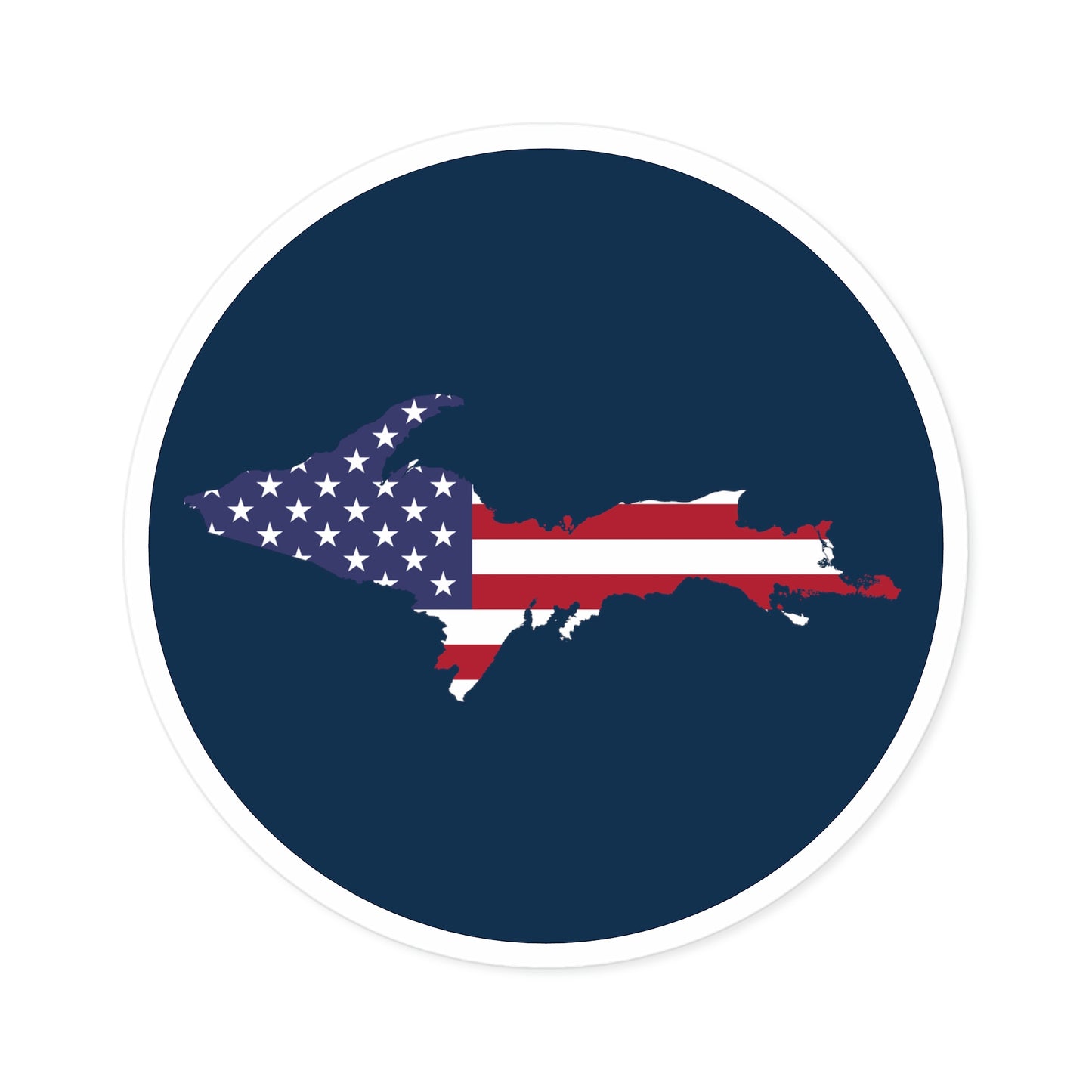 Michigan Upper Peninsula Round Stickers (Navy w/ UP USA Flag Outline) | Indoor\Outdoor