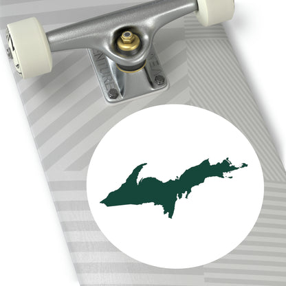 Michigan Upper Peninsula Round Stickers (w/ Green UP Outline) | Indoor\Outdoor