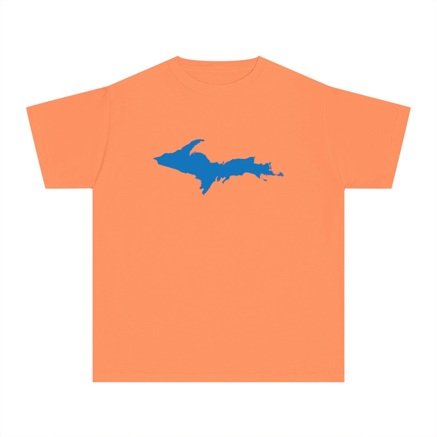 Michigan Upper Peninsula T-Shirt (w/ Azure UP Outline) | Youth Garment-Dyed