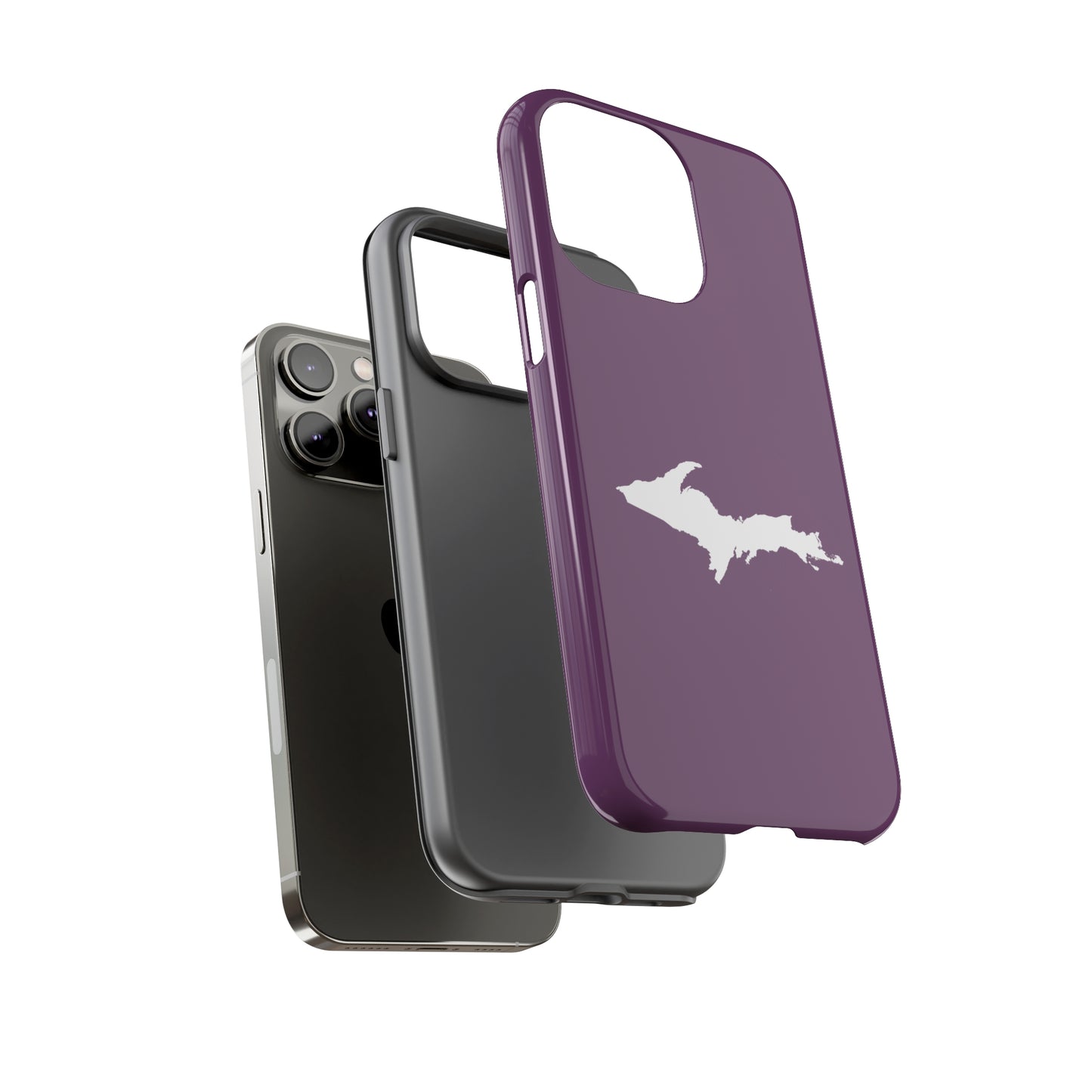 Michigan Upper Peninsula Tough Phone Case (Plum w/ UP Outline) | Apple iPhone