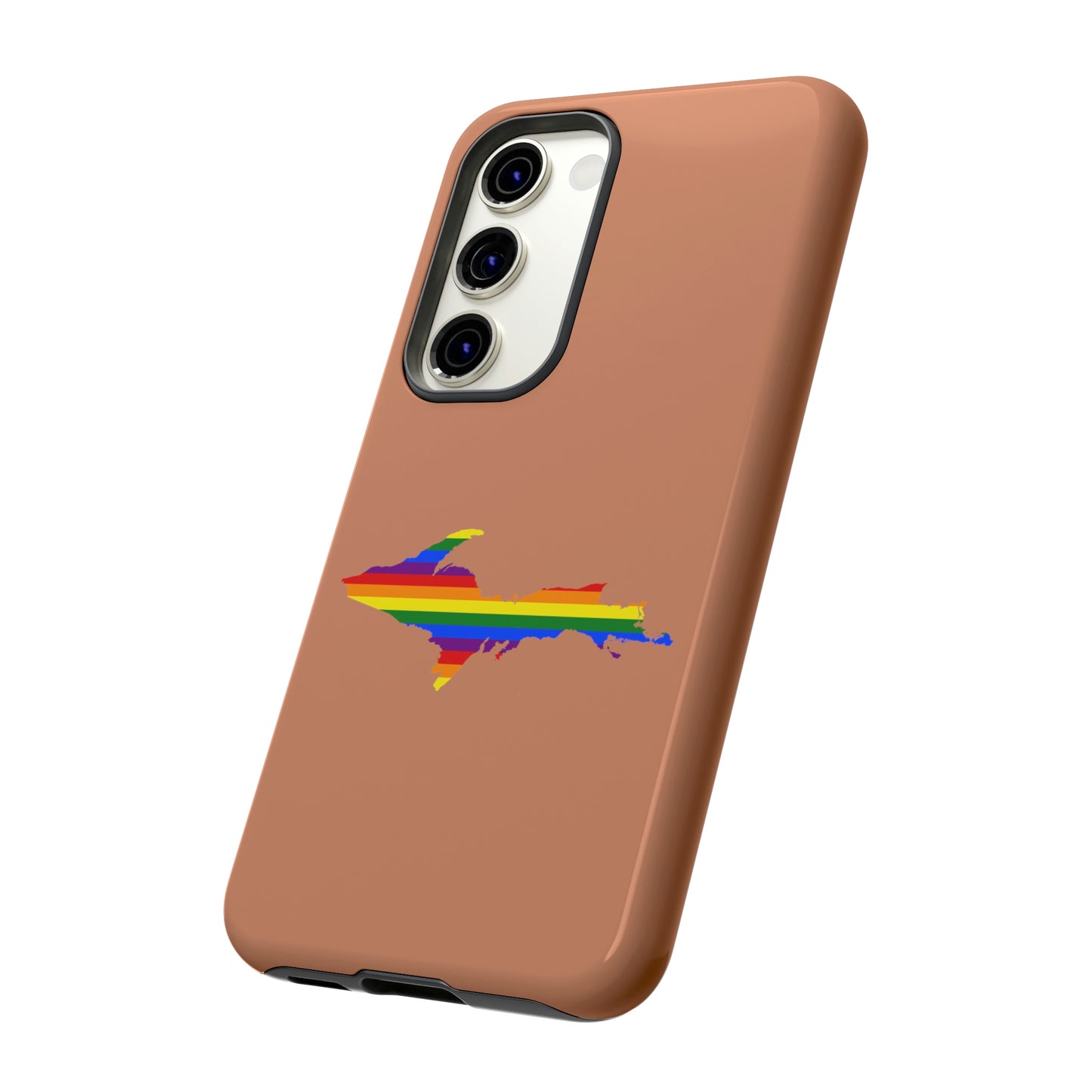 Michigan Upper Peninsula Tough Phone Case (Copper Color w/ UP Pride Flag Outline) | Samsung & Pixel Android