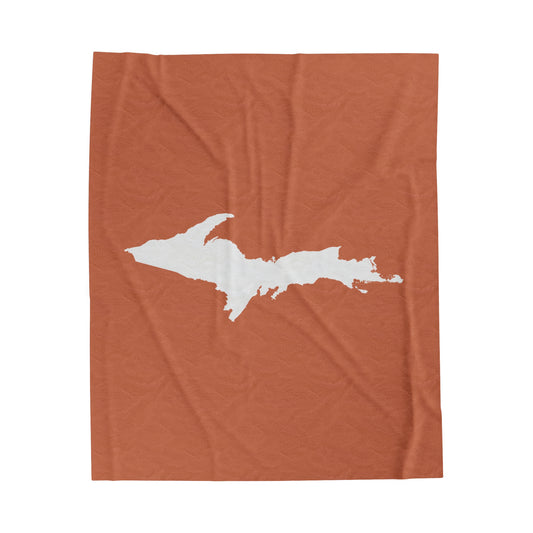 Michigan Upper Peninsula Plush Blanket (w/ UP Outline) | Copper Color