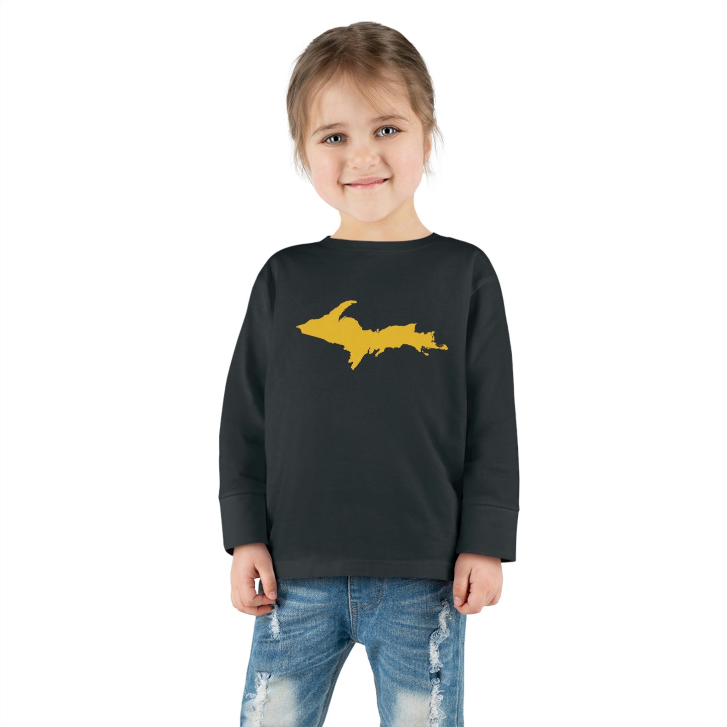 Michigan Upper Peninsula T-Shirt (w/ Gold UP Outline) | Toddler Long Sleeve