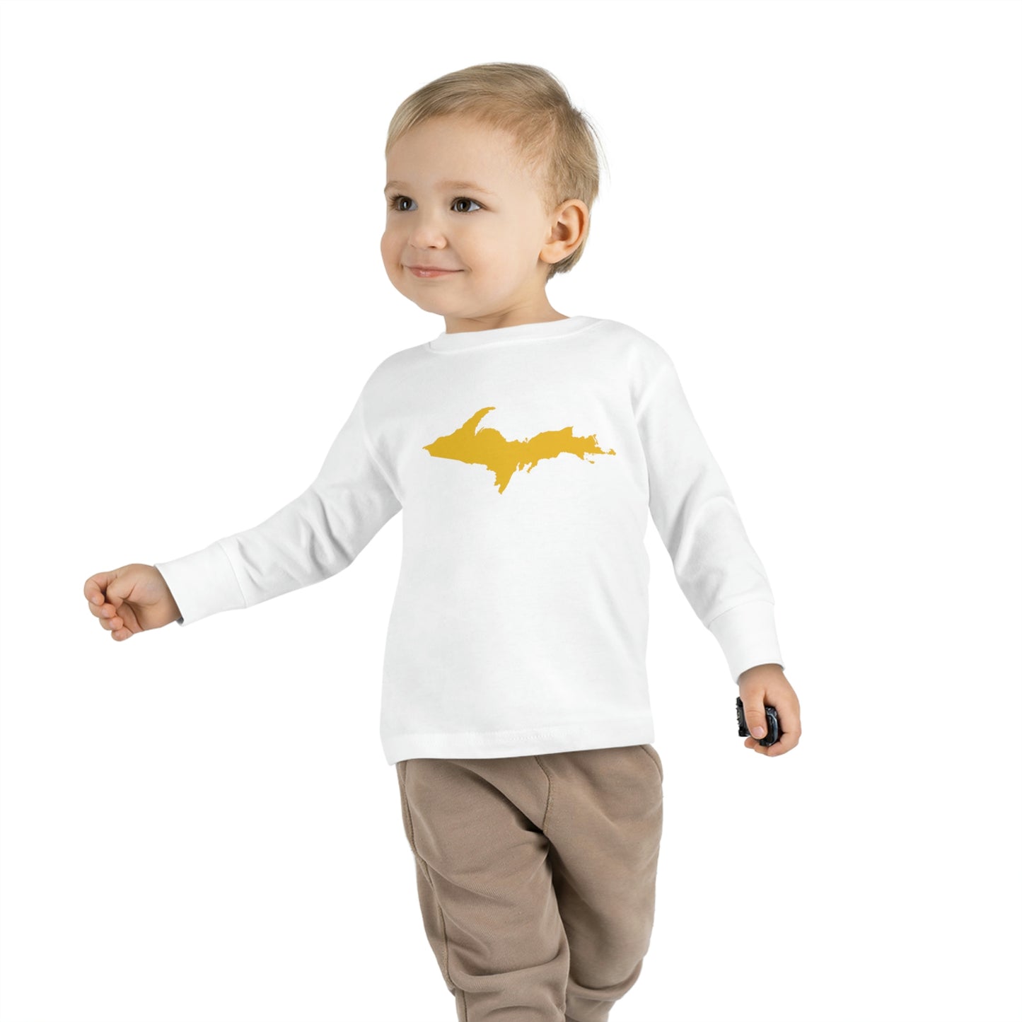 Michigan Upper Peninsula T-Shirt (w/ Gold UP Outline) | Toddler Long Sleeve