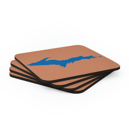 Michigan Upper Peninsula Coaster Set (Copper Color w/ Azure UP Outline) | Corkwood - 4 pack