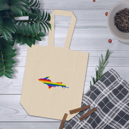 Michigan Upper Peninsula Double Wine Tote Bag (w/ UP Pride Flag Outline)