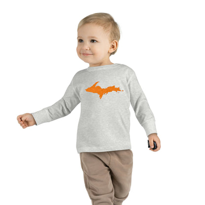 Michigan Upper Peninsula T-Shirt (w/ Orange UP Outline) | Toddler Long Sleeve