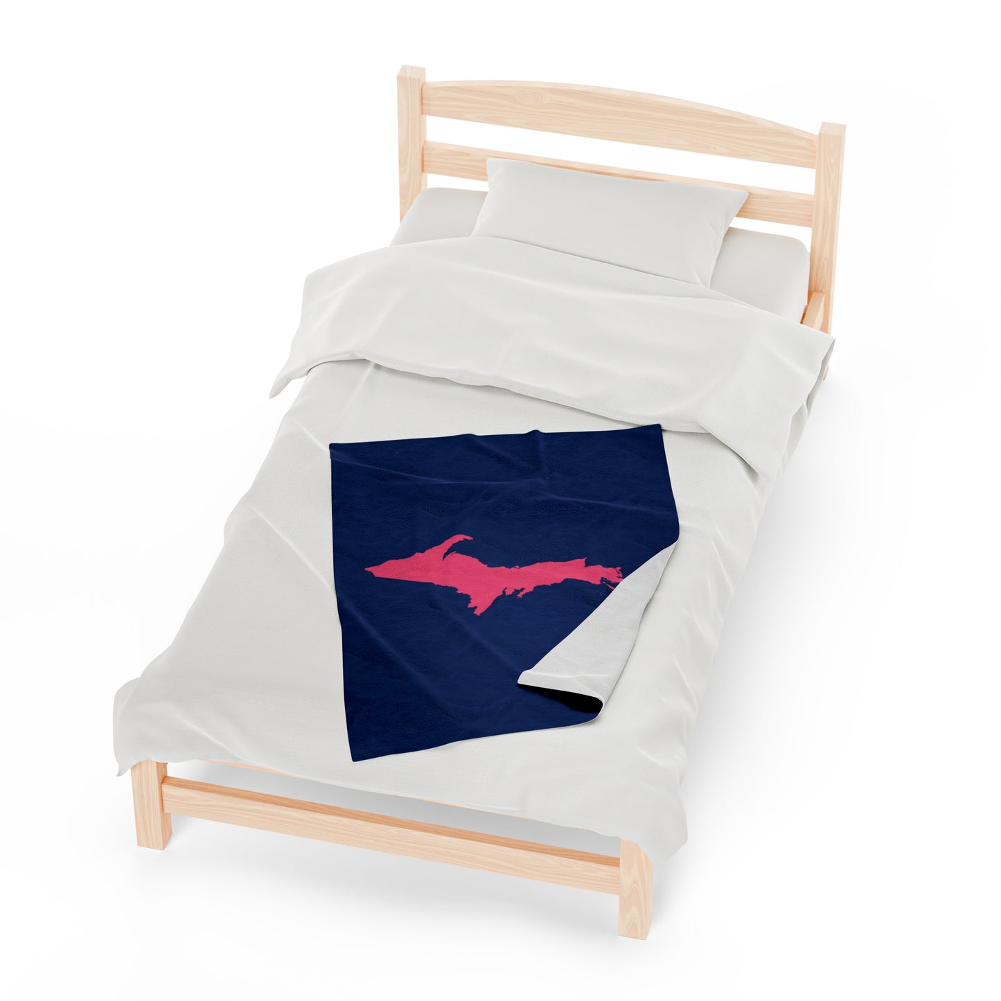 Michigan Upper Peninsula Plush Blanket (w/ Pink UP Outline) | Dearborn Blue