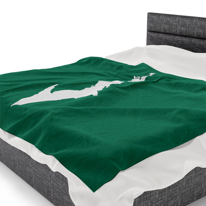 Michigan Upper Peninsula Plush Blanket (w/ UP Outline) | Emerald Green