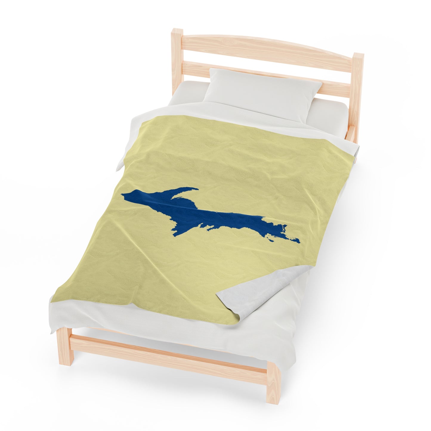 Michigan Upper Peninsula Plush Blanket (w/ Azure UP Outline) | Canary Yellow