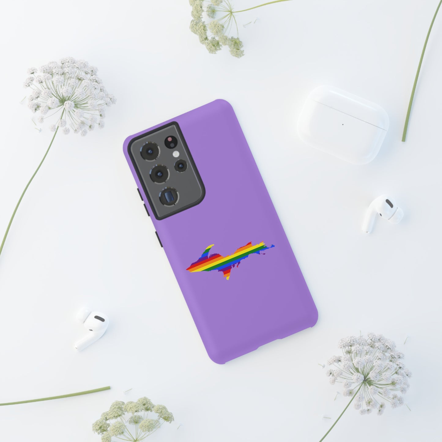 Michigan Upper Peninsula Tough Phone Case (Lavender w/ UP Pride Flag Outline) | Samsung & Pixel Android