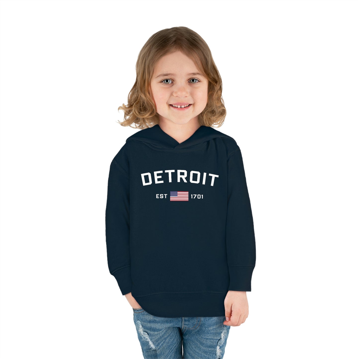 'Detroit EST 1701' Hoodie (w/USA Flag Outline) | Unisex Toddler