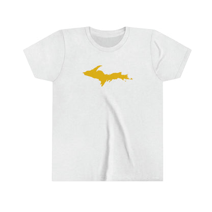 Michigan Upper Peninsula T-Shirt (w/ Gold UP Outline) | Youth Short Sleeve