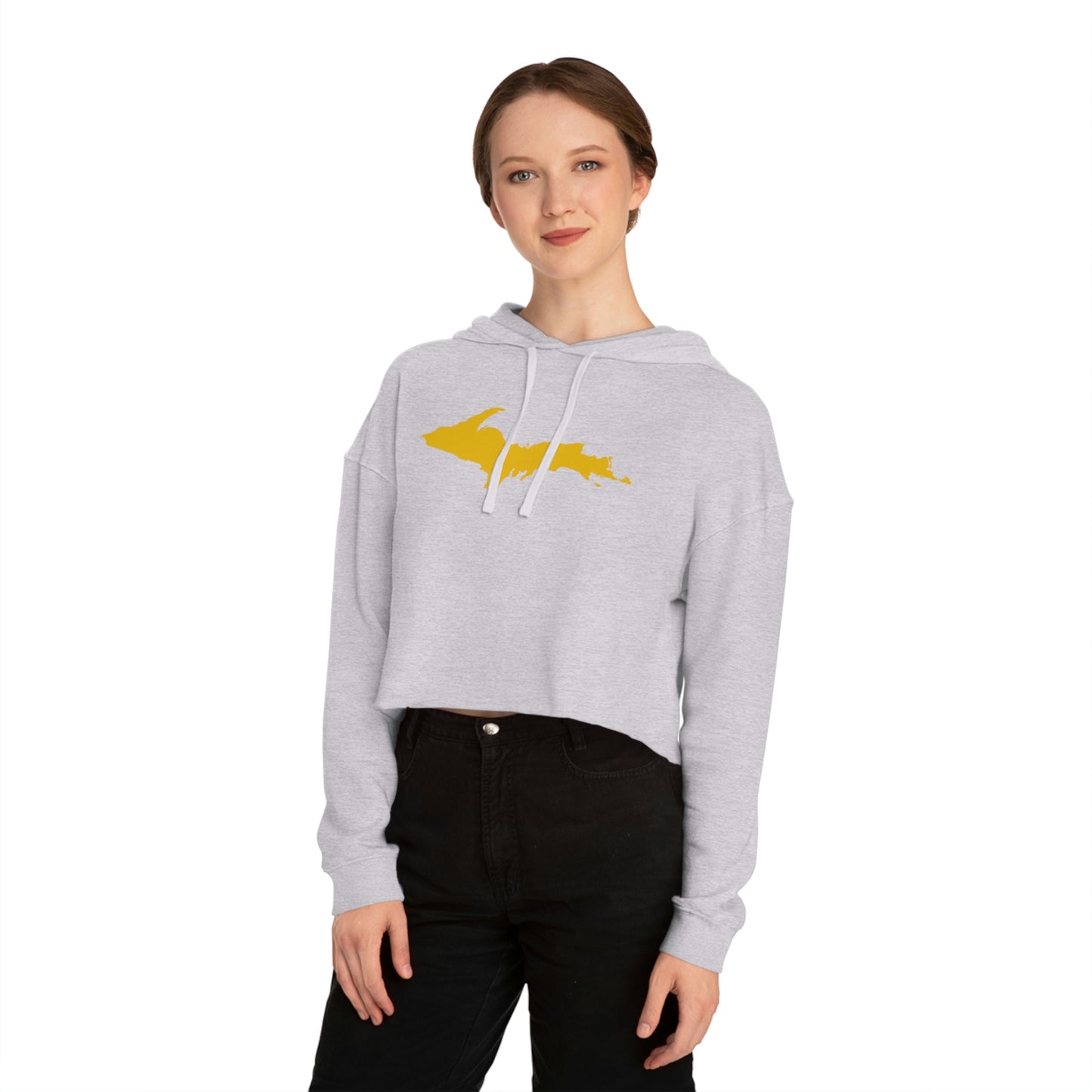 Michigan Upper Peninsula Hoodie (w/ Gold UP Outline) | Lightweight Cropped