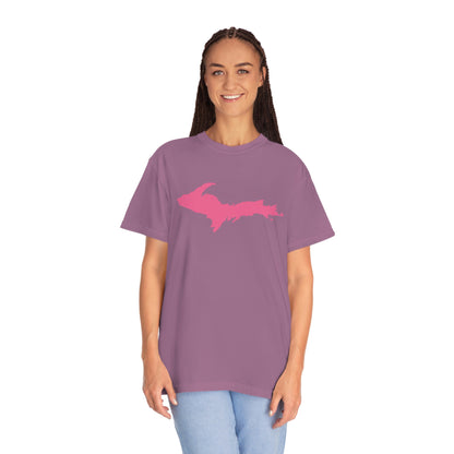 Michigan Upper Peninsula T-Shirt (w/ Pink UP Outline) | Unisex Garment-Dyed