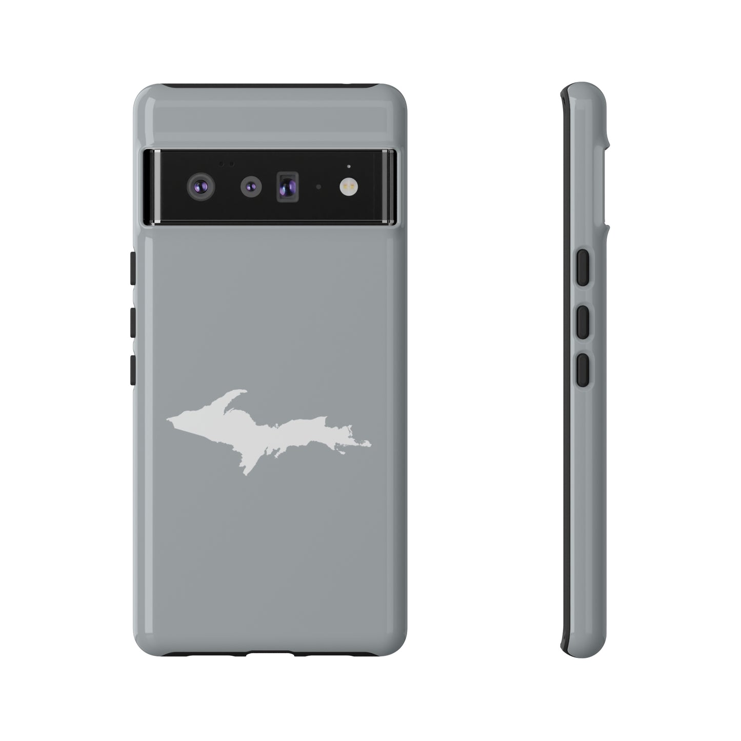 Michigan Upper Peninsula Tough Phone Case (Silver w/ UP Outline) | Samsung & Pixel Android