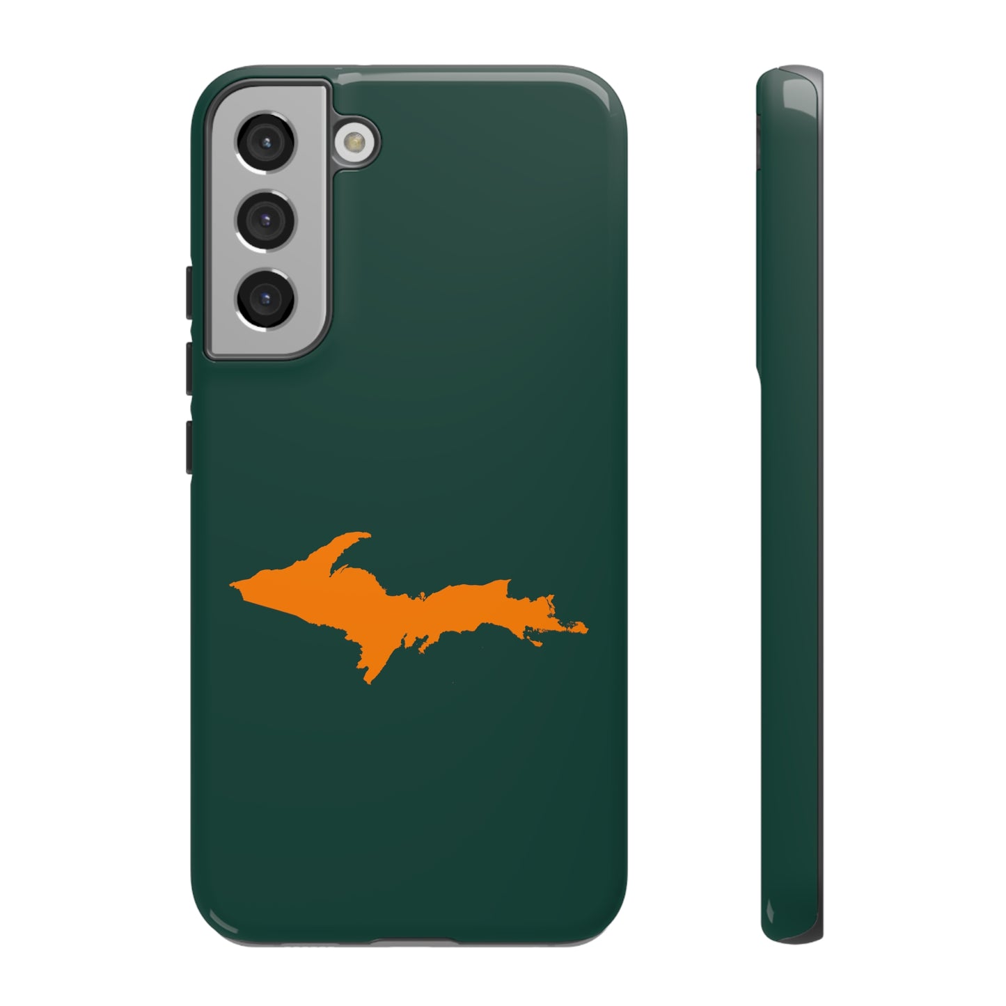 Michigan Upper Peninsula Tough Phone Case (Green w/ Orange UP Outline) | Samsung & Pixel Android