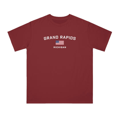 'Grand Rapids Michigan' T-Shirt (w/USA Flag Outline | Organic Unisex