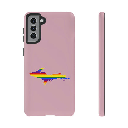 Michigan Upper Peninsula Tough Phone Case (Pink w/ UP Pride Flag Outline) | Samsung & Pixel Android