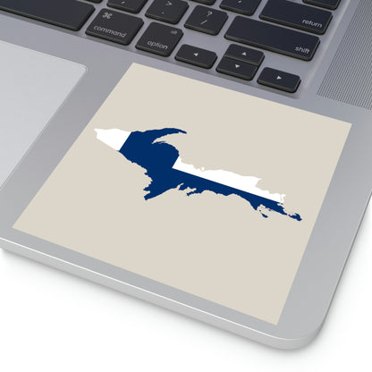 Michigan Upper Peninsula Square Sticker (Canvas Color w/ UP Finland Flag Outline) | Indoor/Outdoor