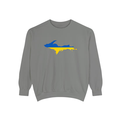 Michigan Upper Peninsula Sweatshirt (w/ UP Ukraine Outline) | Unisex Garment Dyed