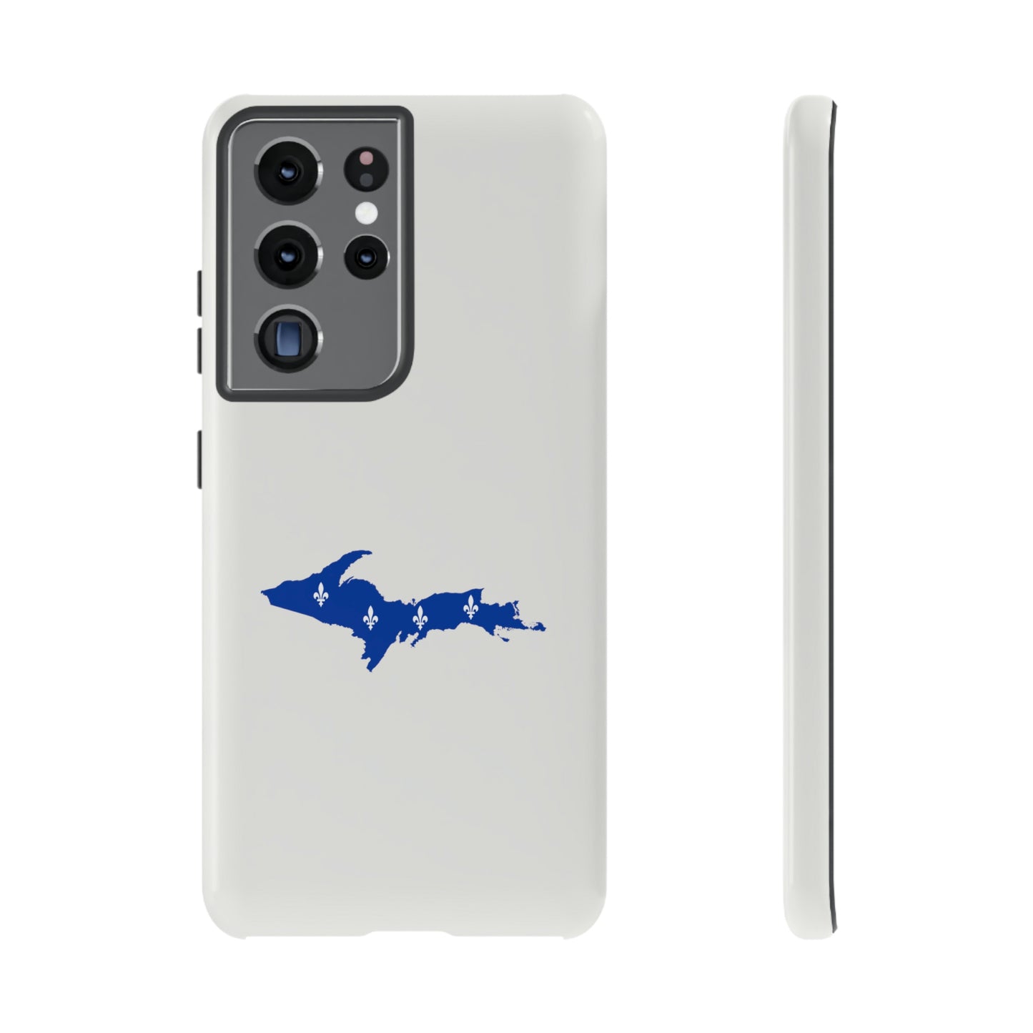 Michigan Upper Peninsula Tough Phone Case (Birch Bark White w/ UP Quebec Flag Outline) | Samsung & Pixel Android