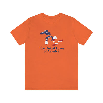 'The United Lakes of America' T-Shirt (w/ Great Lakes USA Flag Outline) | Unisex Standard Fit