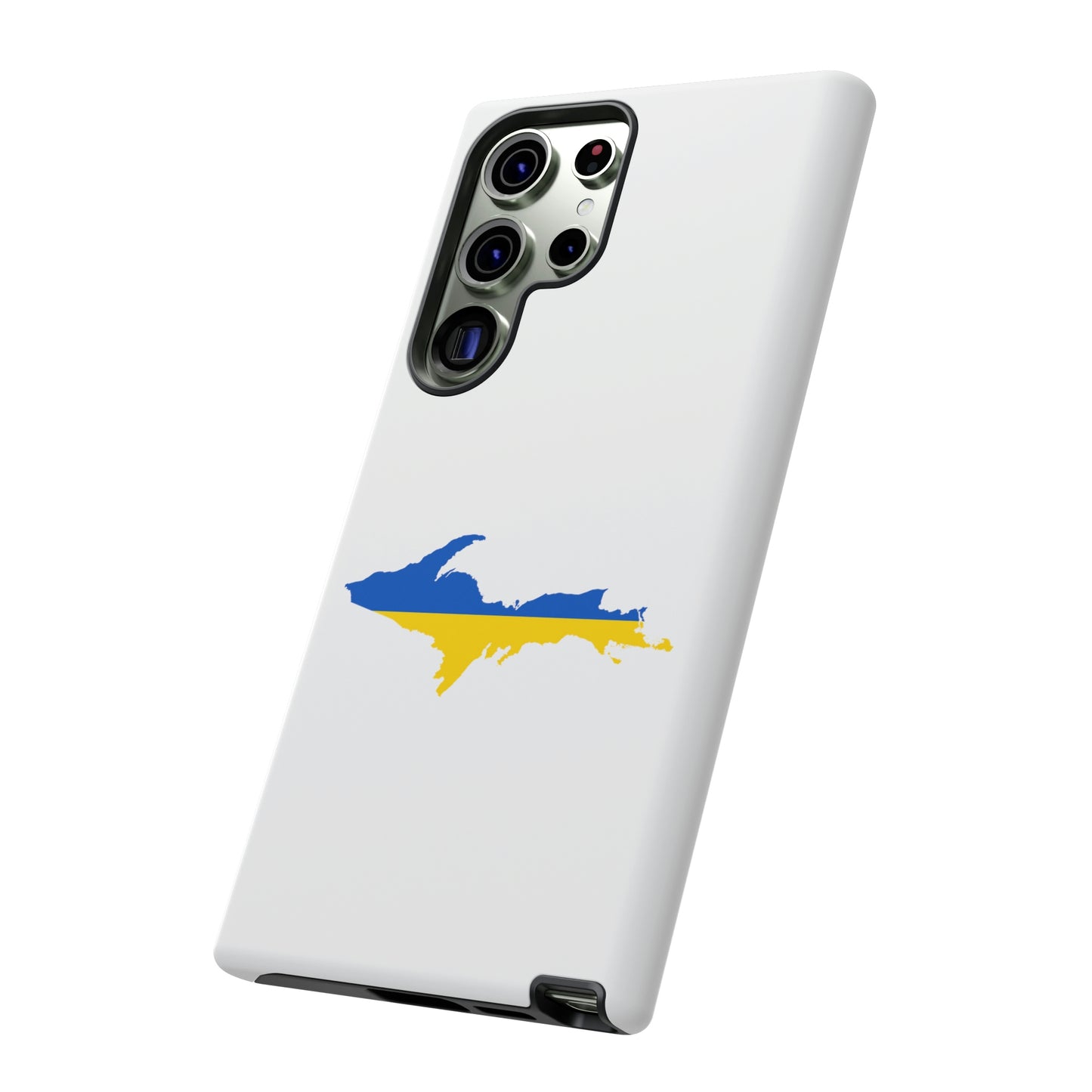 Michigan Upper Peninsula Tough Phone Case (w/ UP Ukraine Flag Outline) | Samsung & Pixel Android