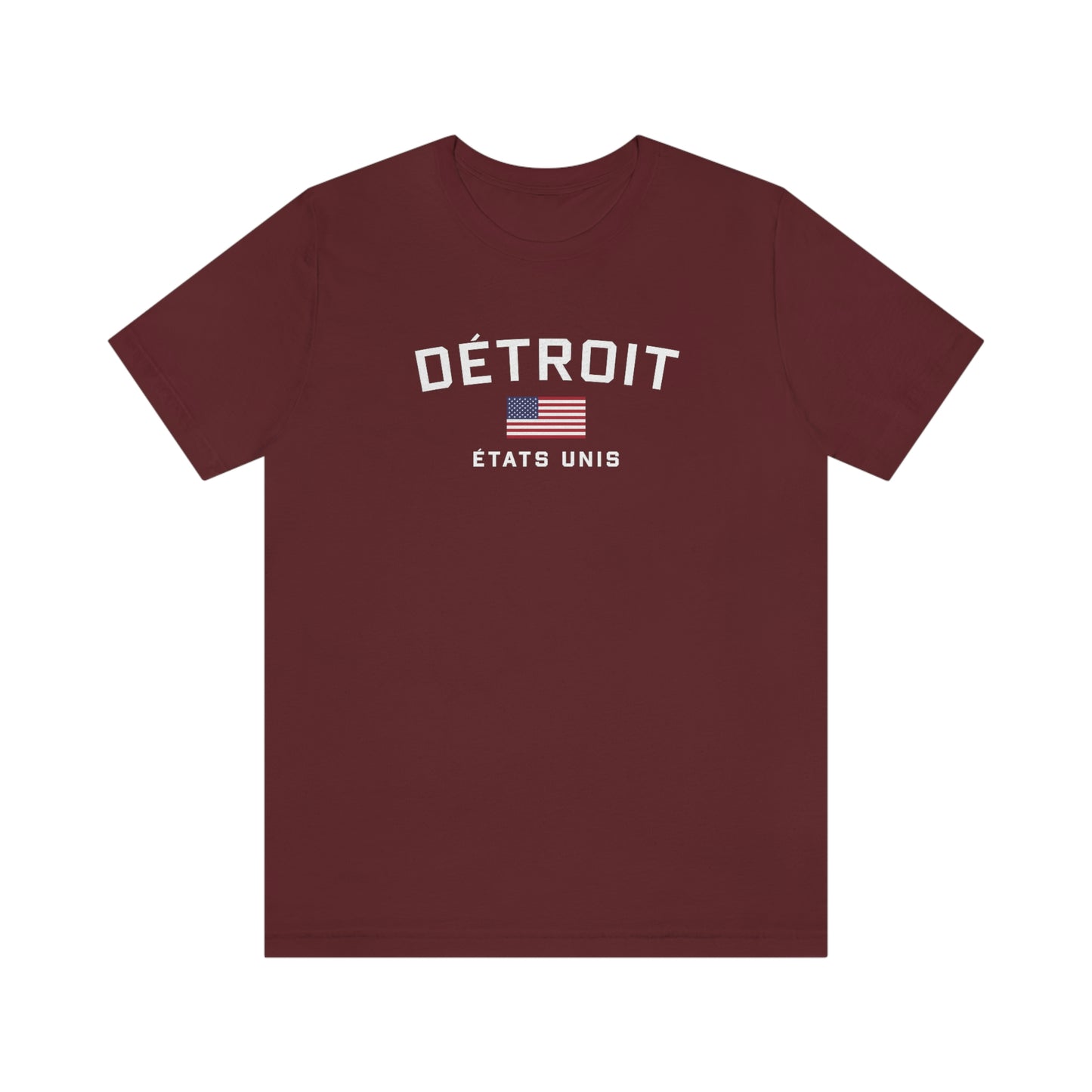 'Détroit États Unis' T-Shirt (w/USA Flag Outline) | Unisex Standard Fit