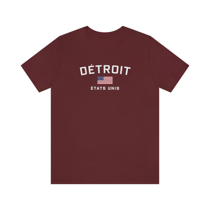 'Détroit États Unis' T-Shirt (w/USA Flag Outline) | Unisex Standard Fit