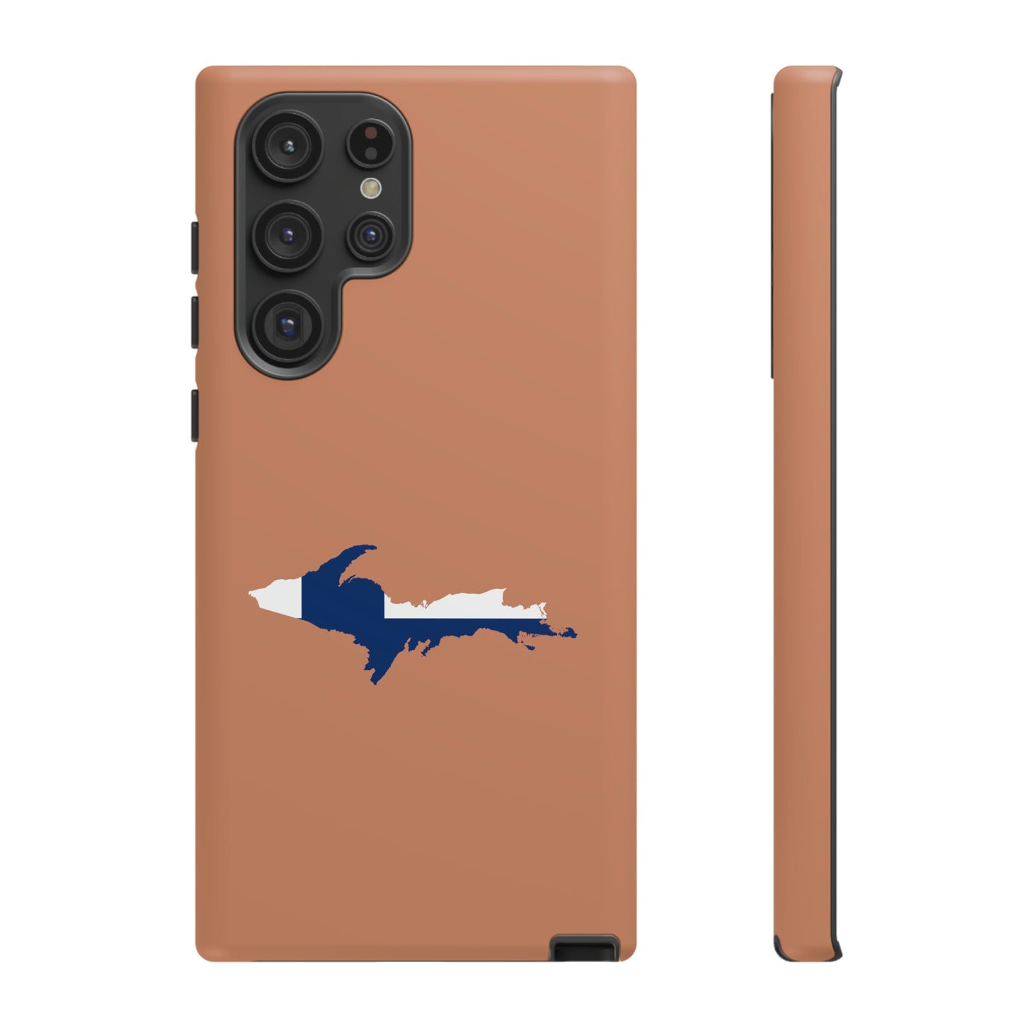 Michigan Upper Peninsula Tough Phone Case ( Copper Color w/ UP Finland Flag Outline) | Samsung & Pixel Android