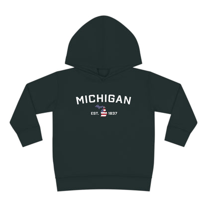 'Michigan EST 1837' Hoodie (With MI USA Flag Outline) | Unisex Toddler