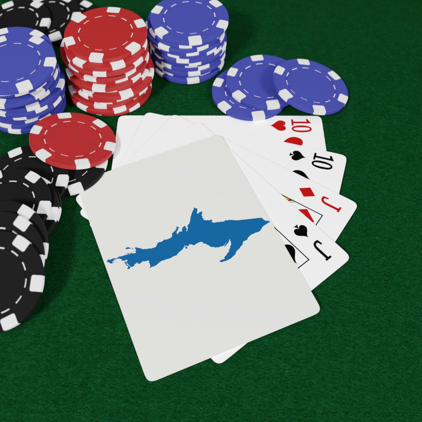 Michigan Upper Peninsula Poker Cards (Birch Bark White w/ Azure UP Outline)