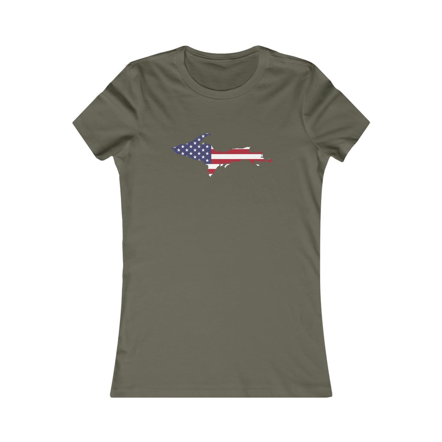 Michigan Upper Peninsula T-Shirt (w/ UP USA Flag Outline) | Women's Slim Fit