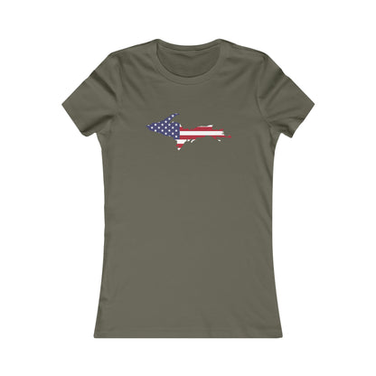 Michigan Upper Peninsula T-Shirt (w/ UP USA Flag Outline) | Women's Slim Fit