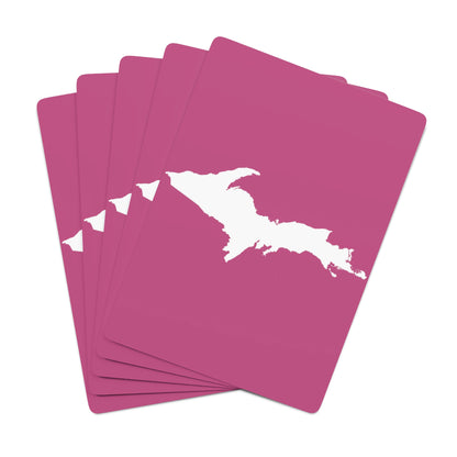 Michigan Upper Peninsula Poker Cards (Apple Blossom Pink w/ UP Outline)