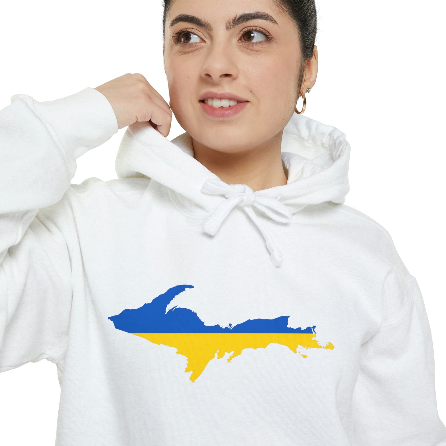 Michigan Upper Peninsula Hoodie (w/ UP Ukraine Flag Outline) | Unisex Garment-Dyed