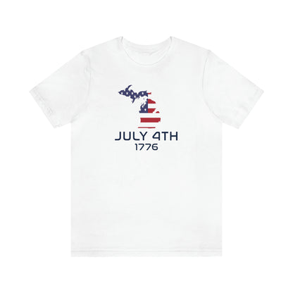 Michigan 'July 4th 1776' T-Shirt (Space Agency Font w/ MI USA Outline) | Unisex Standard Fit