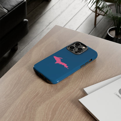 Michigan Upper Peninsula Tough Phone Case (Blueberry w/ Pink UP Outline) | Apple iPhone