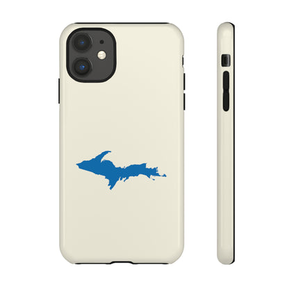 Michigan Upper Peninsula Tough Phone Case (Ivory Color w/ Azure UP Outline) | Apple iPhone