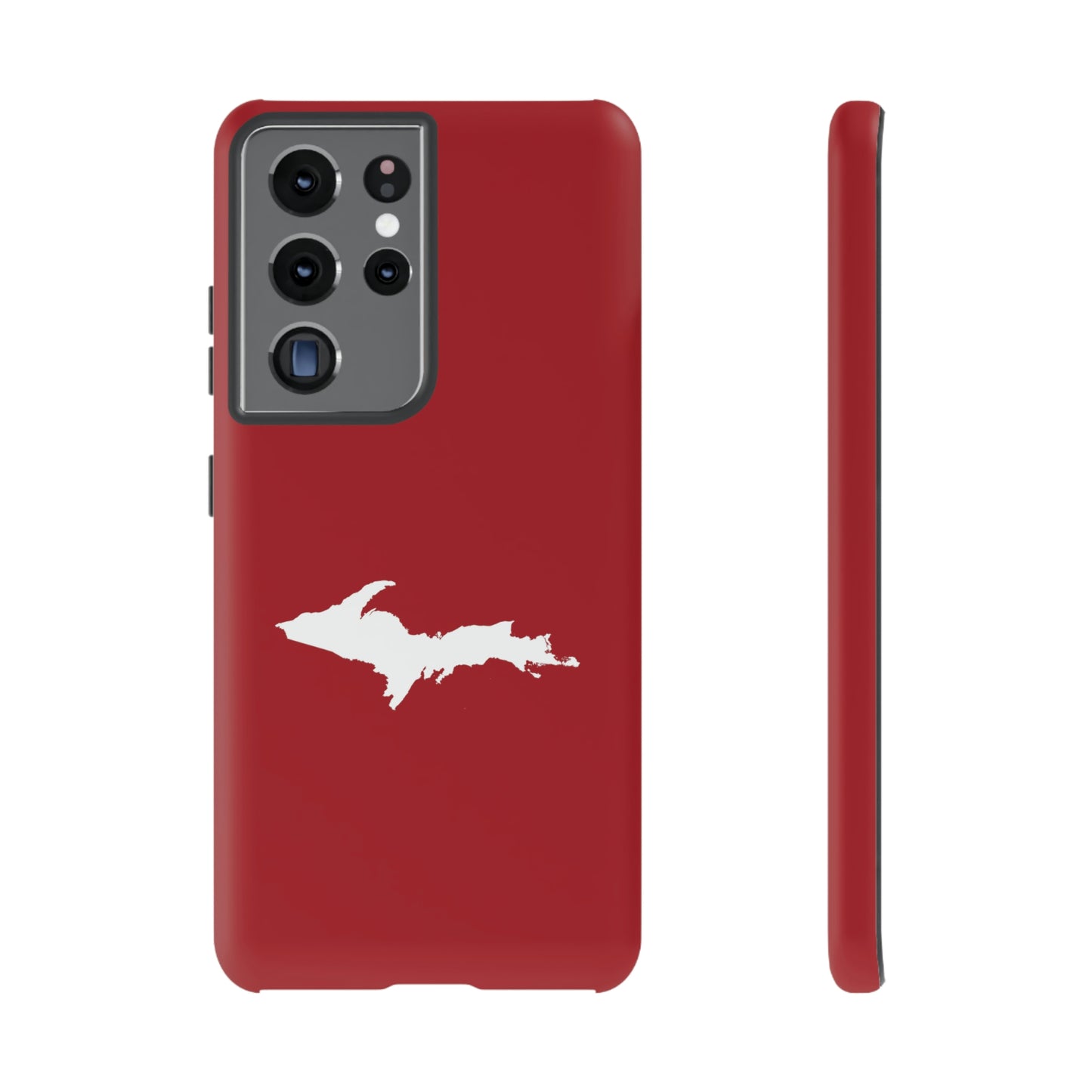 Michigan Upper Peninsula Tough Phone Case (Thimbleberry Red w/ UP Outline) | Samsung & Pixel Android