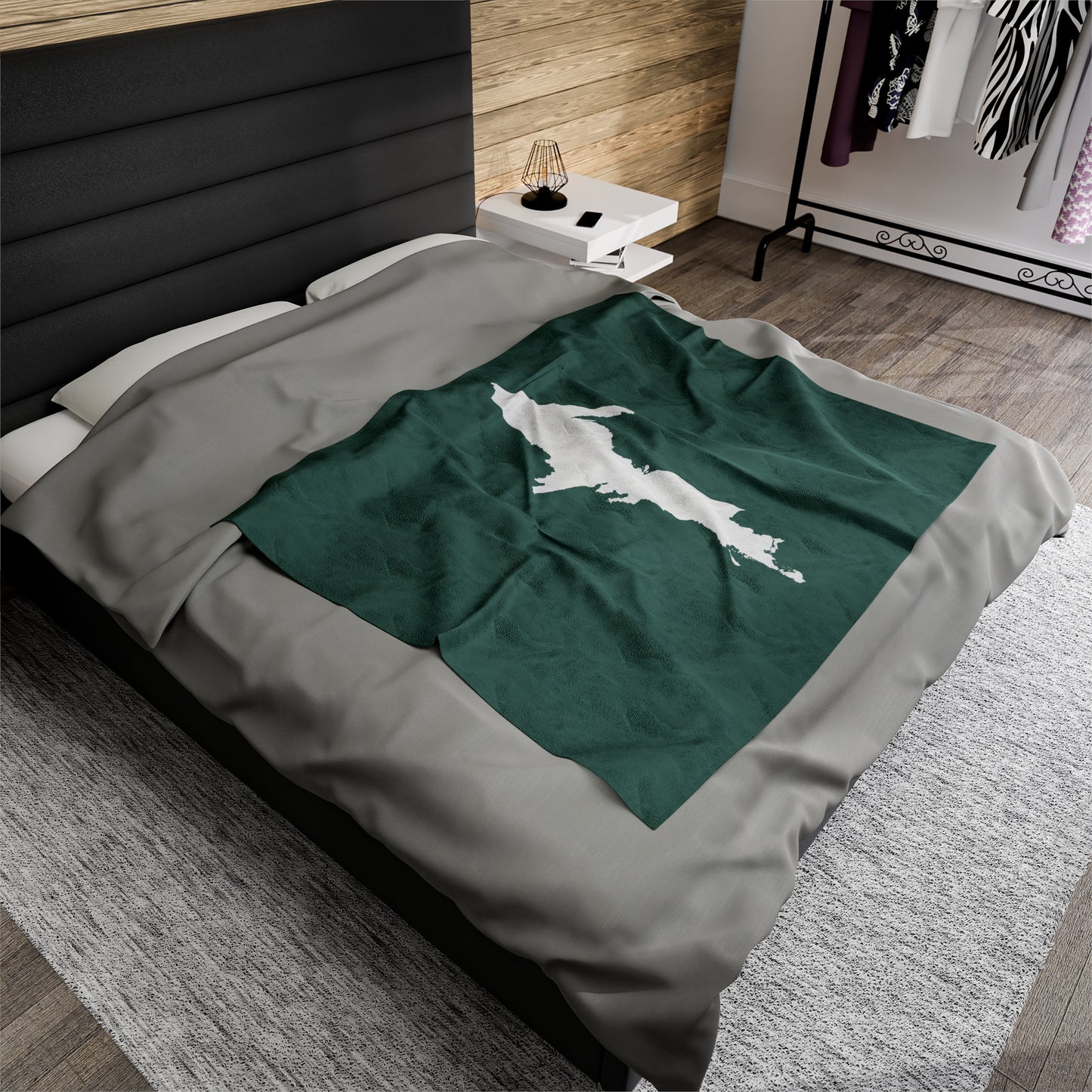 Michigan Upper Peninsula Plush Blanket (w/ UP Outline) | Copper Green