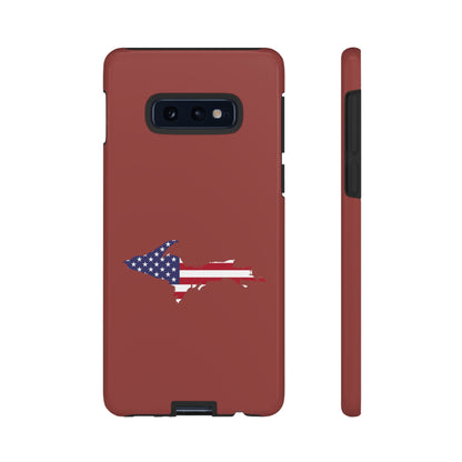 Michigan Upper Peninsula Tough Phone Case (Ore Dock Red w/ UP USA Flag Outline) | Samsung & Pixel Android